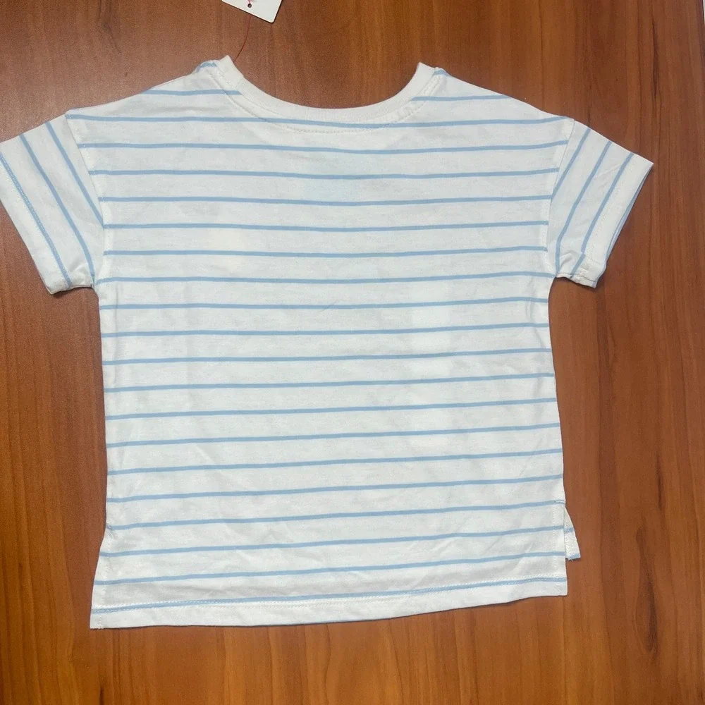 Cat & Jack Girls 4T Lemon Striped Tee and Floral Daisy Denim Shorts Outfit Set